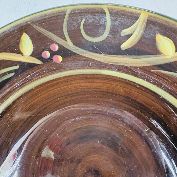 2003 Deb Hrabik For Demdaco CHOCOLATE BERRIES Ceramic Large Rim Soup Bowls Set 4 - Picture 13 of 16